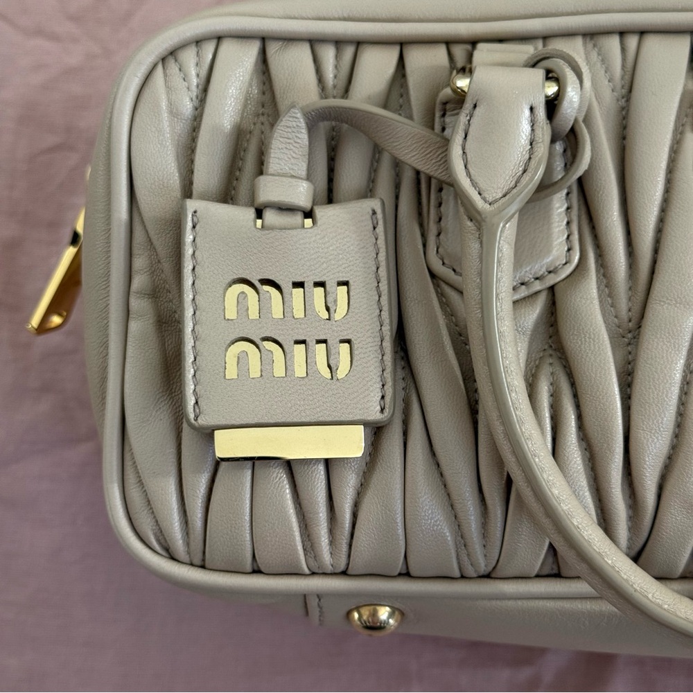 Miu Miu Quilted Satchel in Light Beige - Picture 3 of 16